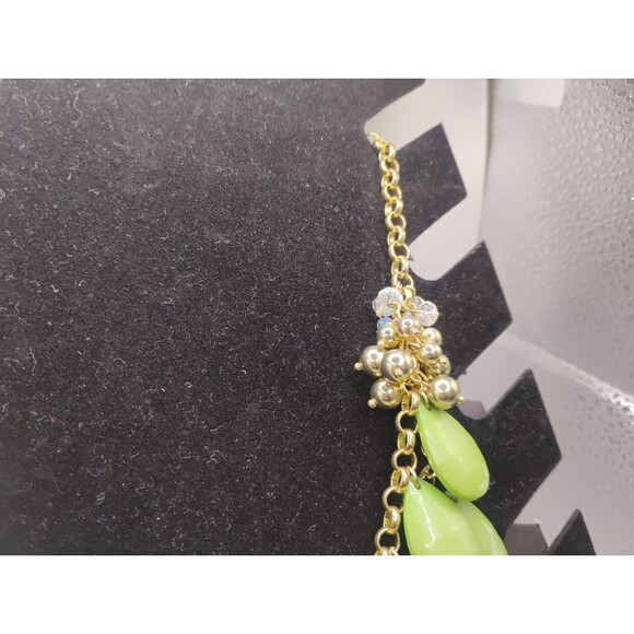 Vintage 90's New With Tag Woman’s Green Drop Bead Statement Bid Style Necklace - Picture 4 of 9